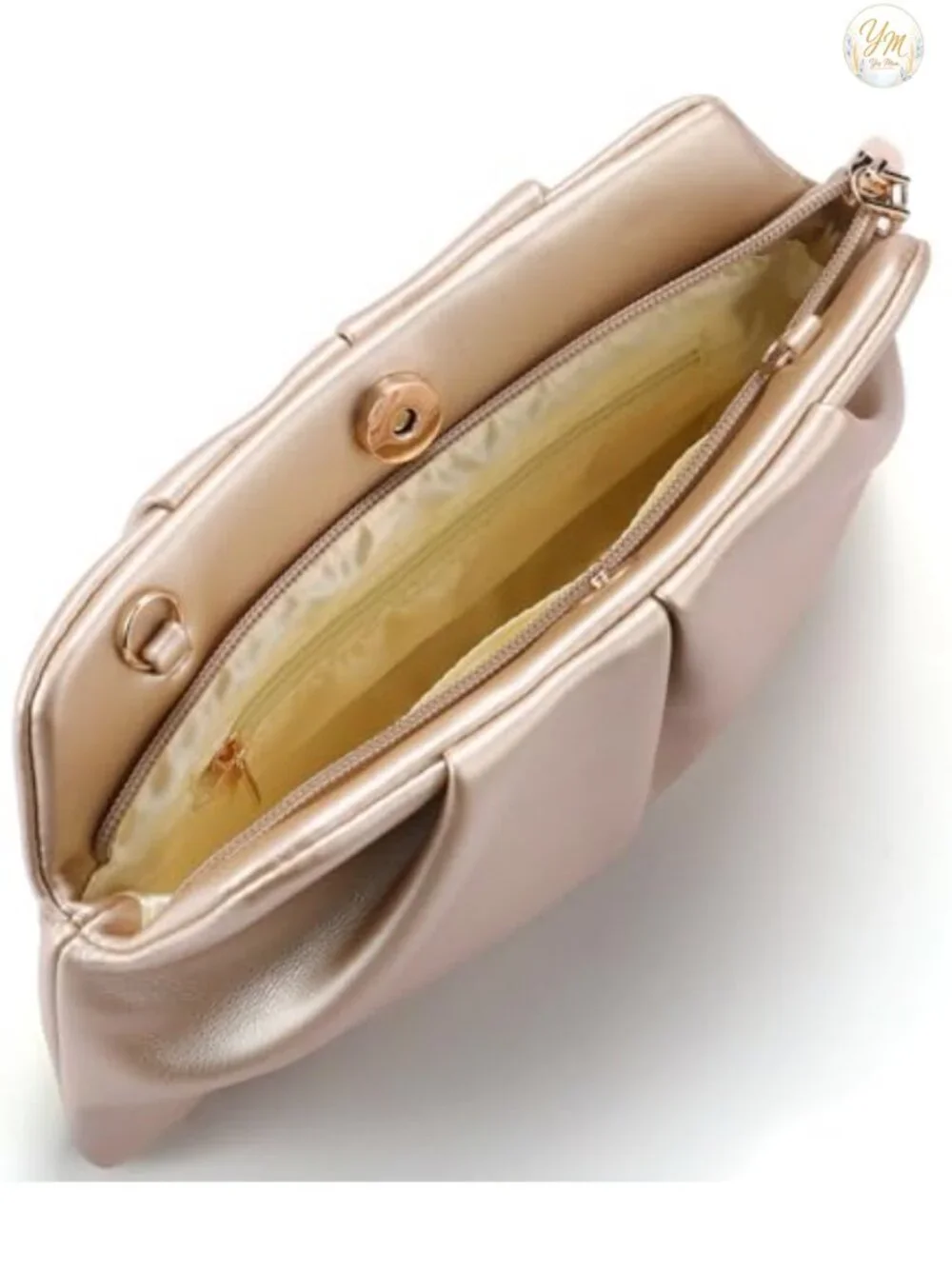 Women Clutch Bag Dressy Formal PU Leather Pleated Handbag Detachable Chain